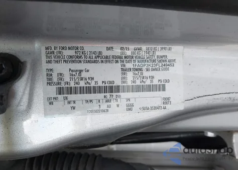 2015 Ford Focus Se z USA, uszkodzony, nr VIN 1FADP3K23FL249452